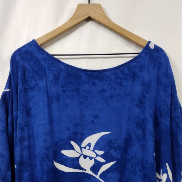 Vintage We Be Bop Floral Coastal Blouse Women's OS Blue Beach Vacation Casual - Picture 6 of 7